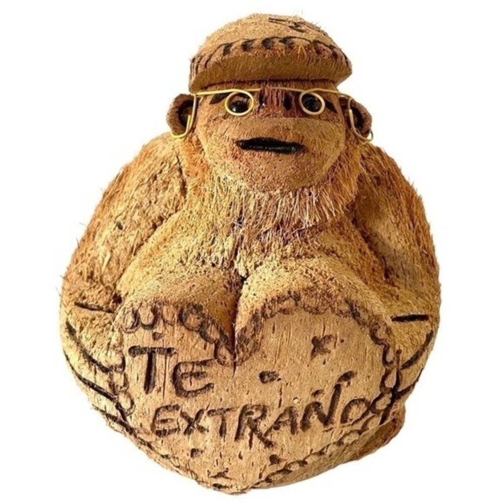 Monkey in Love Punta Cana Coconut Souvenir 6.5" Handcrafted Caribbean Figurine